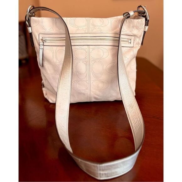 COACH - Signature Perforated Leather North/South Hobo Bag/Blush/Metallic Silver - Picture 3 of 16